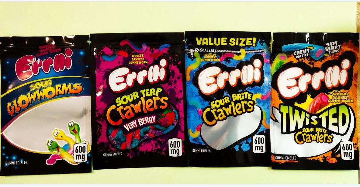 Errlli Gummi Sharks edibles packaging 600mg Sour Terp Crawlers smell proof bags warheads edibles empty mylar bags
Errlli Gummi Sharks edibles packaging 600mg Sour Terp Crawlers smell proof bags warheads edibles empty mylar bags