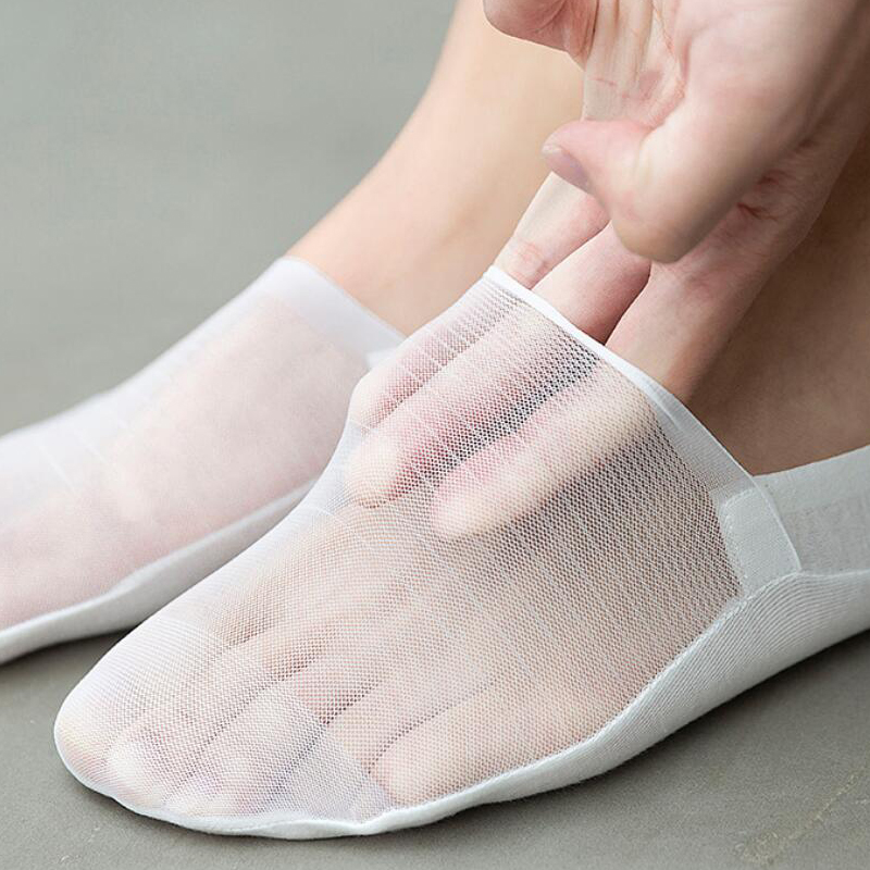 Men Socks Slippers Summer Solid Ice Silk Short Invisible Sock Slippers Traceless New No Show hosiery