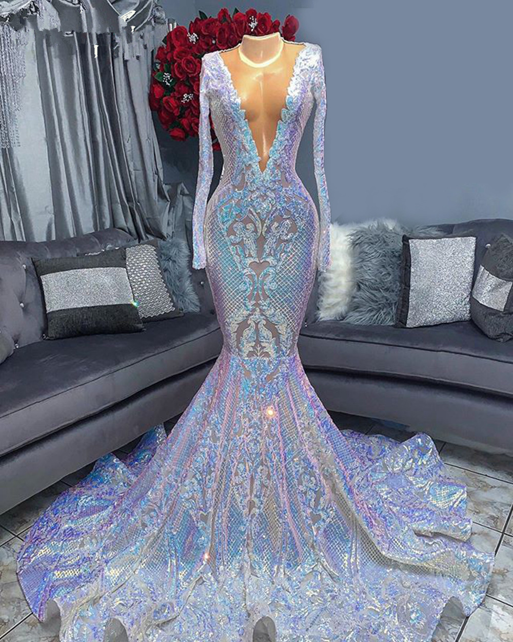 Sparkly Sequin Lace Mermaid Long Evening Dresses 2021 Sexy Deep V Neck African Women Black Girl Evening Prom Gowns, Coral
Sparkly Sequin Lace Mermaid Long Evening Dresses 2021 Sexy Deep V Neck African Women Black Girl Evening Prom Gowns, Coral