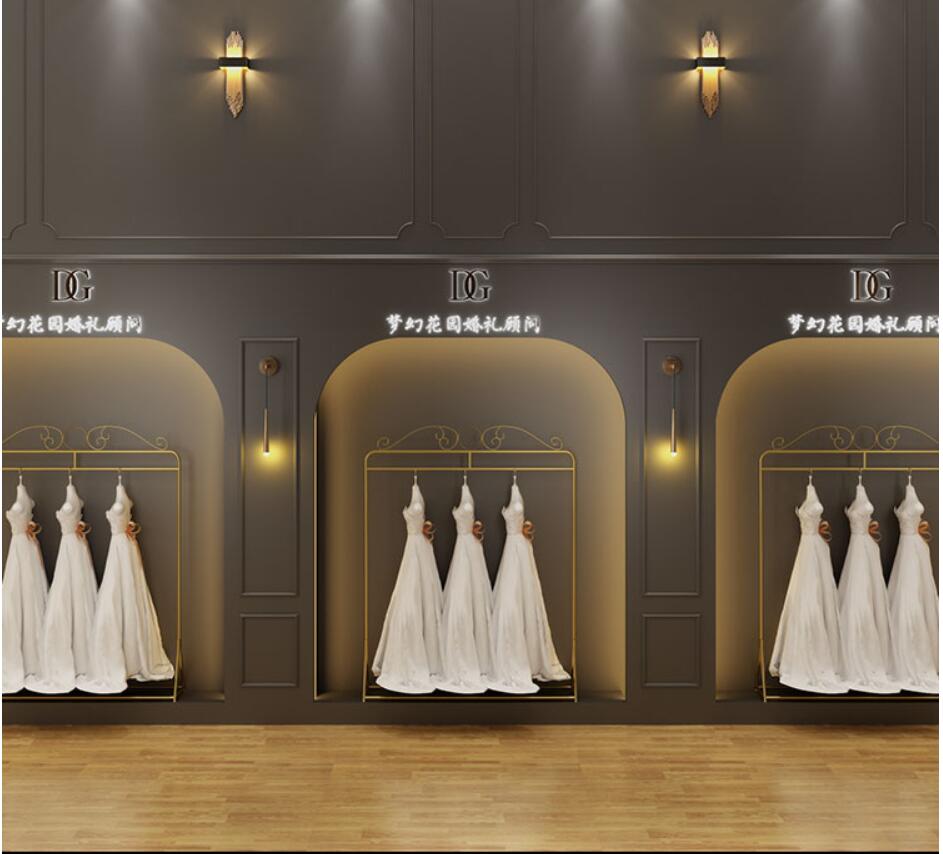 Wedding dress rack Commercial Furniture photo studio show high grade floor type cheongsam dresses racks clothing store display shelf