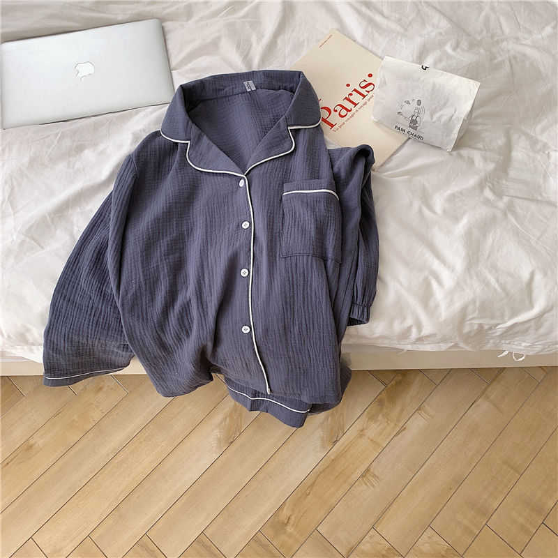 Home Suit Cotton Pajamas for Women Loungewear Long-sleeved Trousers Ladies Pajamas Suit Korean Style Long Pijamas Femme 210924