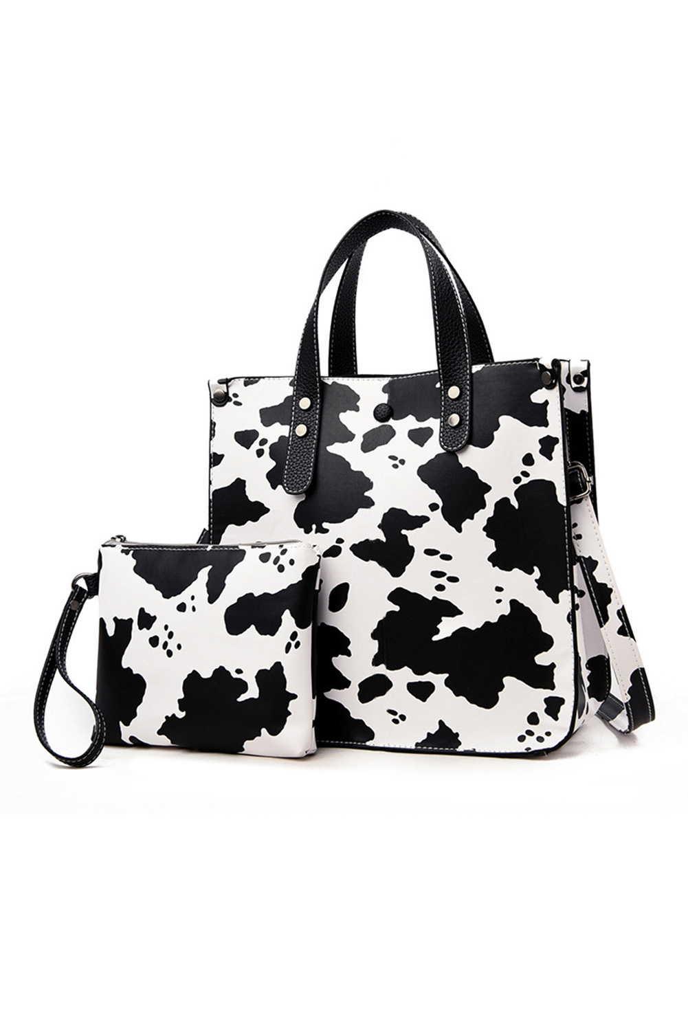 Simple Fashion Cow Print PU Shoulder Bag Handbag Women Casual Top-Handle Handbags Set with Wallet Purse, Black white
Simple Fashion Cow Print PU Shoulder Bag Handbag Women Casual Top-Handle Handbags Set with Wallet Purse, Black white