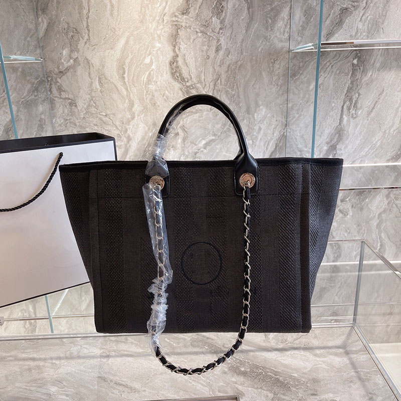 Classic Style Canvas Beach Shopping Bag Womens Luxury Designer Deauville Chain Totes Double Shoulder Large Capacity Party Girls Cartable stripe Handbag 30C, Black
Classic Style Canvas Beach Shopping Bag Womens Luxury Designer Deauville Chain Totes Double Shoulder Large Capacity Party Girls Cartable stripe Handbag 30C, Black