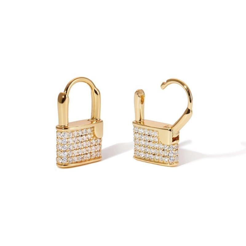 Hoop & Huggie Original Brand Korean 925 Sterling Silver Lock CZ Stone Pave Padlock Earring Gold
Hoop & Huggie Original Brand Korean 925 Sterling Silver Lock CZ Stone Pave Padlock Earring Gold