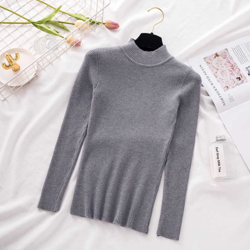 Turtleneck Knitted Sweater Female Casual Pullover Women Autumn Winter Tops Korean s Fashion Jumper 210914