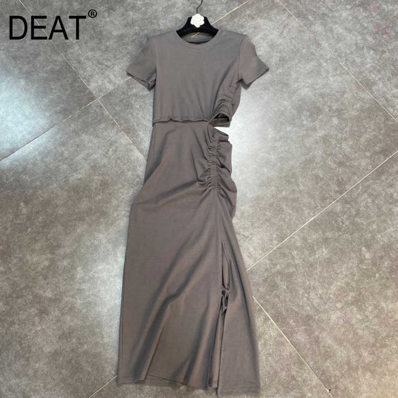DEAT Women Holloe Out Pleated Midi-long Dress Round Neck Short Sleeve Arrivals Lady Sexy Fashion Spring Summer 11D694 210709, Gray
DEAT Women Holloe Out Pleated Midi-long Dress Round Neck Short Sleeve Arrivals Lady Sexy Fashion Spring Summer 11D694 210709, Gray
