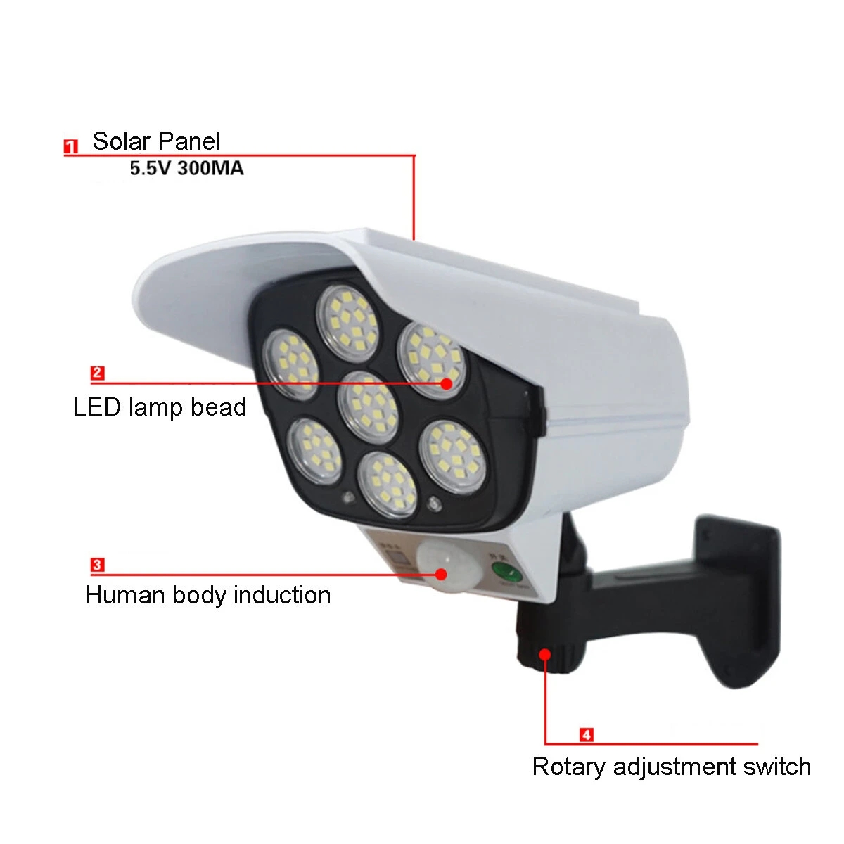 77LED Solar Powered Sensor Light Motion Sensor Outdoor Security Lamp Emulation Camera Waterproof IP65 - With Remote