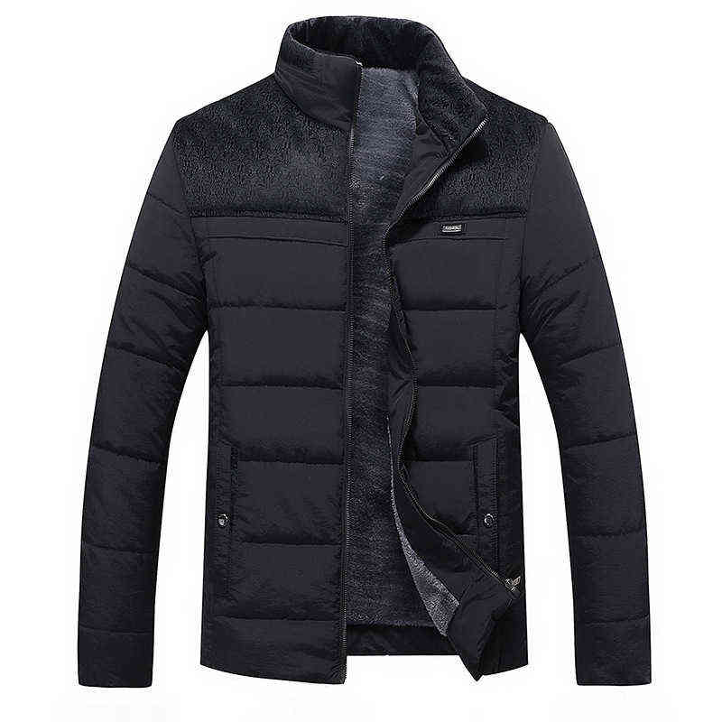 Men Jacket Casual Solid Color Fashion Slim Plus Velvet 's Coat M-4Xl Warm and Windproof High-Quality 211110