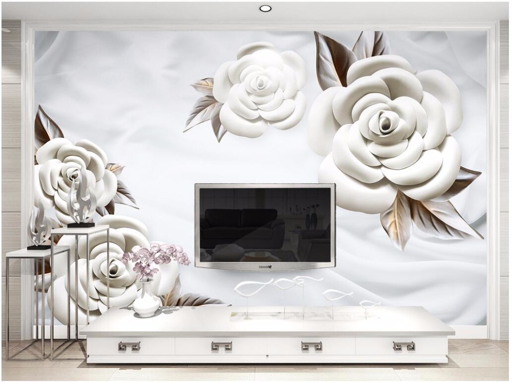 Custom wallpaper 3d modern simple papel de parede relief flowers silk background wall decoration painting wallpaper