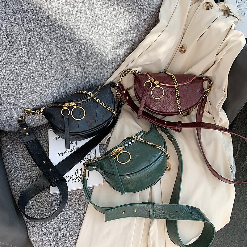 vintage Solid Color Pu Leather Crossbody Bags For Women 2021 fashion Shoulder Purses Messenger Bag Lady Chain Travel Handbags