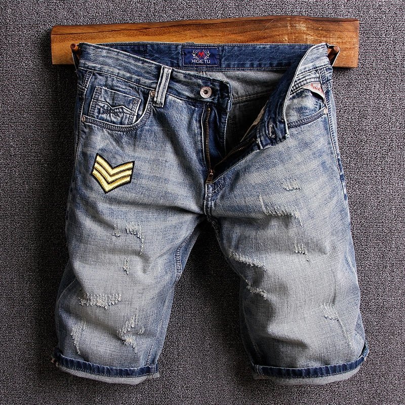 2021 New Italian Style Fashion Summer Patches Designer Ripped Denim Shorts Men High Quality Hip Hop Short Jeans Homme Yqv0, Retro light blue
2021 New Italian Style Fashion Summer Patches Designer Ripped Denim Shorts Men High Quality Hip Hop Short Jeans Homme Yqv0, Retro light blue