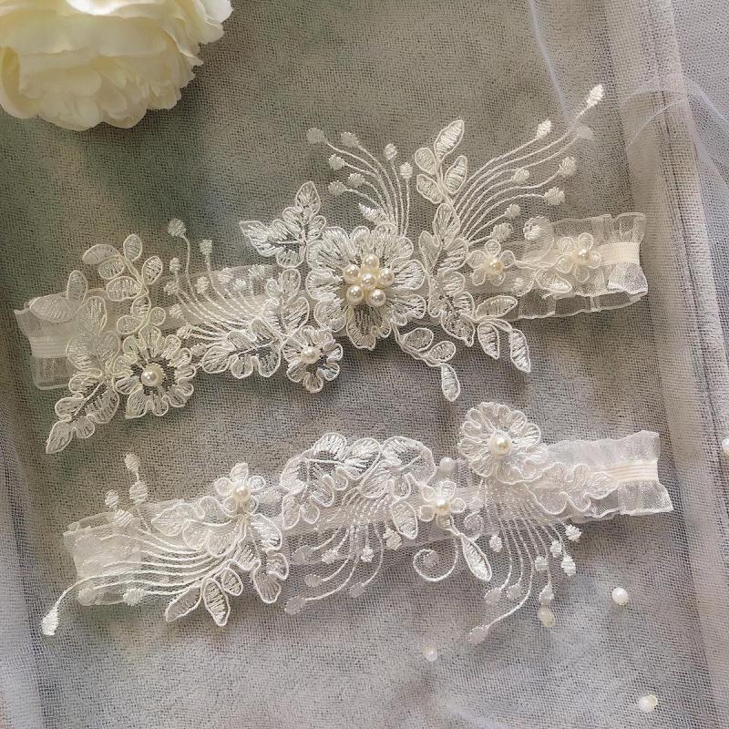 Two-piece Garter Women's Elegant Lace Mesh Wedding Garter Fashionable Thigh Loop Stretch Clothing All-match Piece