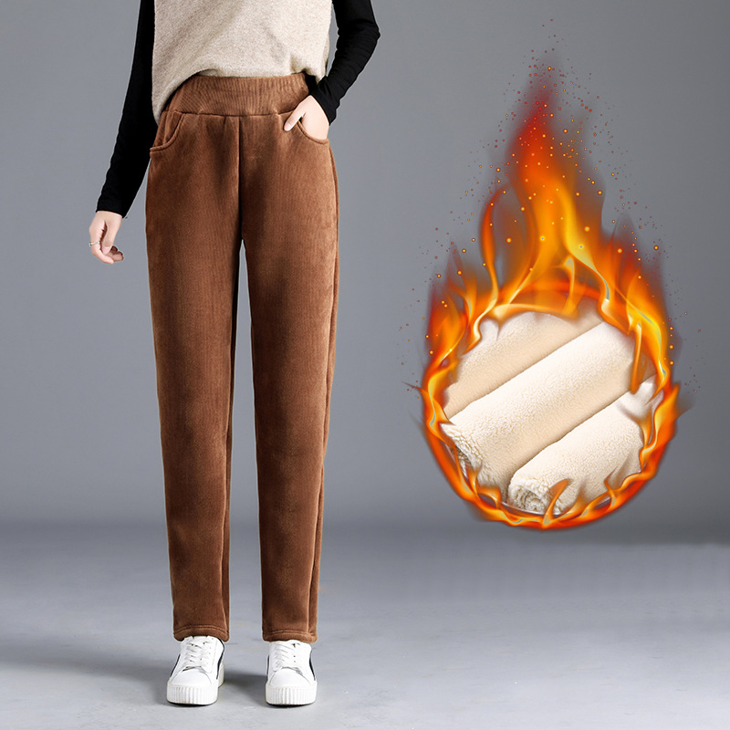 Autumn Winter Corduroy Harem Pants Women Fashion Thickening Casual Ladies' Pants Korean Loose High Waist Fleece Trousers 201012