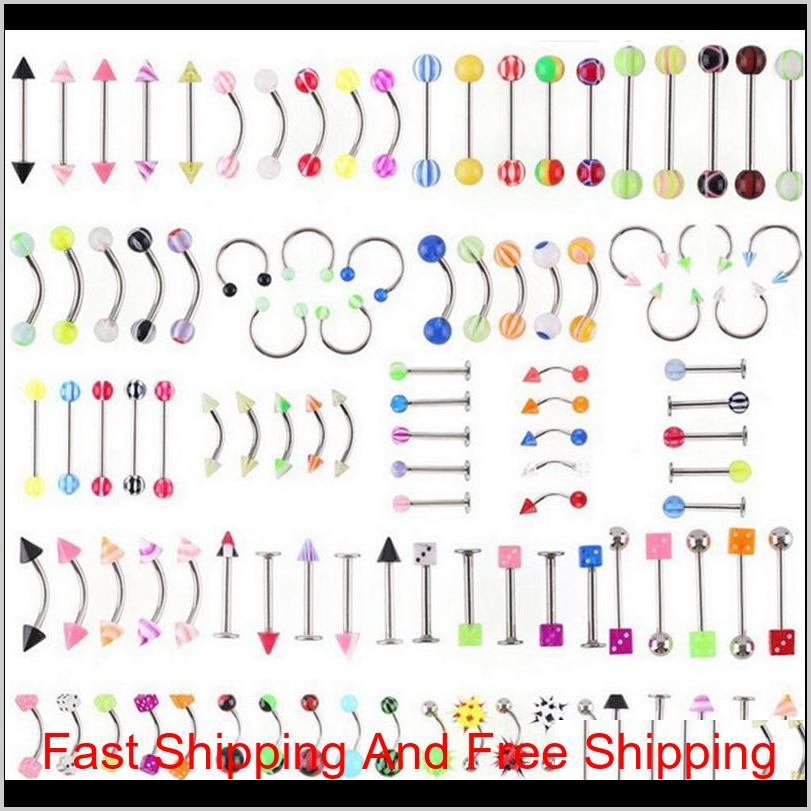 Wholesale Promotion 110Pcs Mixed Models/Colors Body Jewelry Set Resin Eyebrow Navel Belly Lip Tongue Nose Piercing Bar Rings Rmgen Qik1G
Wholesale Promotion 110Pcs Mixed Models/Colors Body Jewelry Set Resin Eyebrow Navel Belly Lip Tongue Nose Piercing Bar Rings Rmgen Qik1G