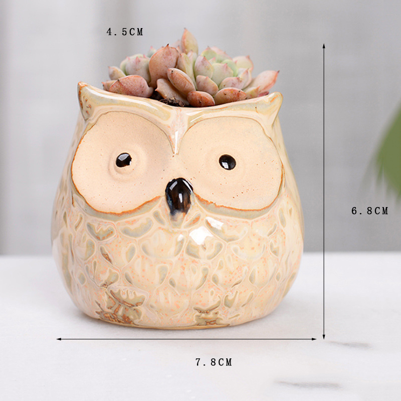 Owl Ceramic Empty Pot Cactus Flower Pots Cartoon Colorful Succulent Plant For Desktop 6 Style Free shipping