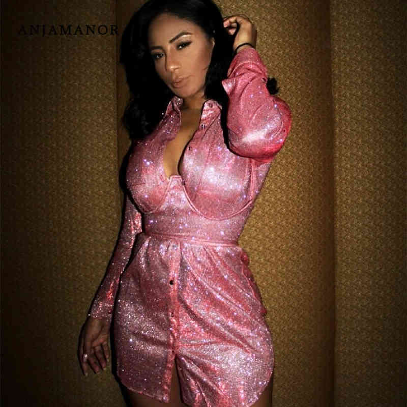 ANJAMANOR Glitter Pink Sexy Dress Birthday Party Club Wear Long Sleeve Mini Dress New Arrivals 2021 Bodycon Shirt Dress D27-AG26 X0521, Gold
ANJAMANOR Glitter Pink Sexy Dress Birthday Party Club Wear Long Sleeve Mini Dress New Arrivals 2021 Bodycon Shirt Dress D27-AG26 X0521, Gold