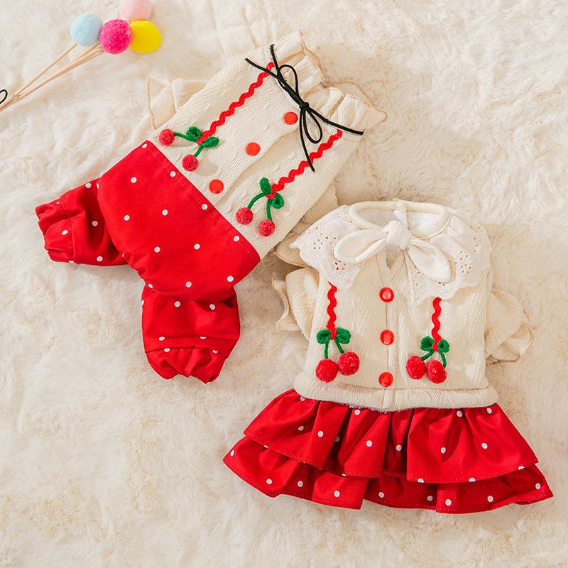 Dog Apparel Cherry Skirt Pet Clothes Cute Jumpsuits Dogs Sweet Dot Patchwork Costume Thicken Cotton Korean Autumn Winter Boy Ropa Perro
Dog Apparel Cherry Skirt Pet Clothes Cute Jumpsuits Dogs Sweet Dot Patchwork Costume Thicken Cotton Korean Autumn Winter Boy Ropa Perro