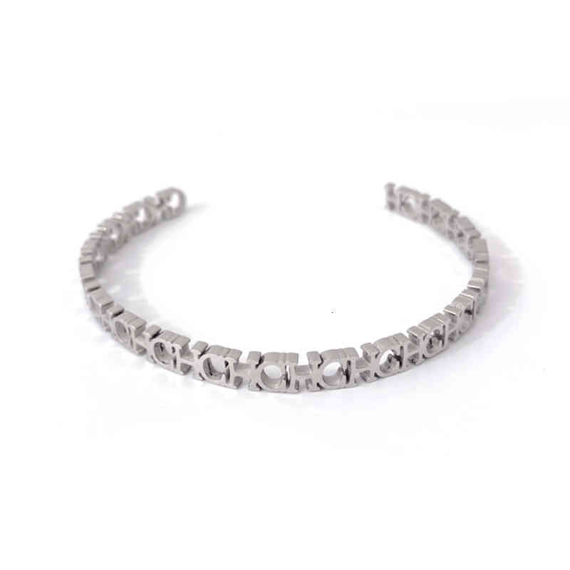 Charm Bracelets Simple Style Narrow Version Chc Letter Bracelet Opening Adjustable C-shape Korean Design Sense Popular Hand Decoration
