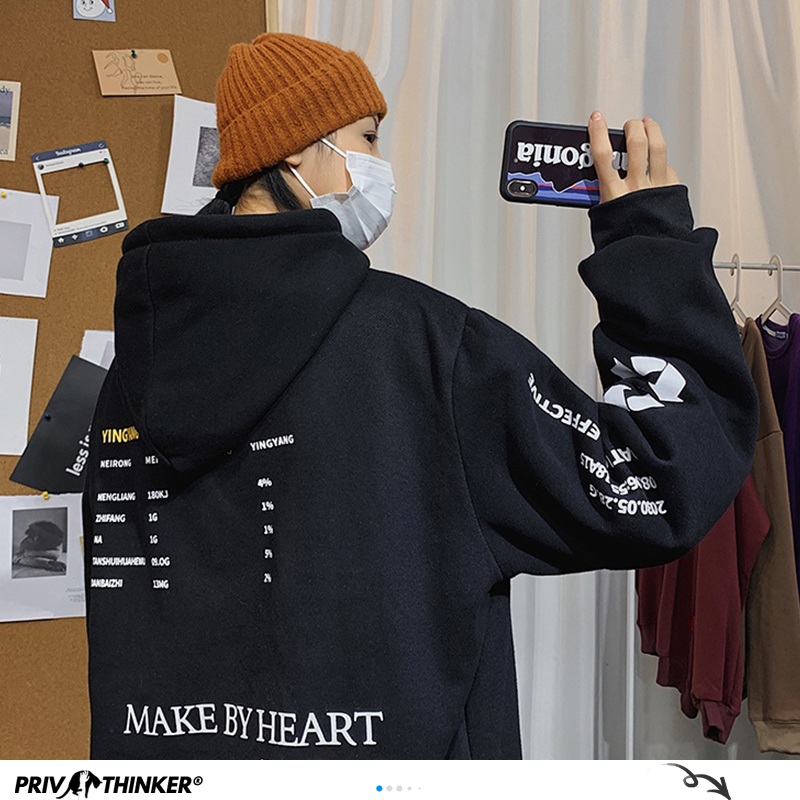 Privathinker Men's Hip Hop Hooded Swetshirts Men Korean Warm Fashion Autumn Winter Clothing Male Harajuku print Hoodies 201020
