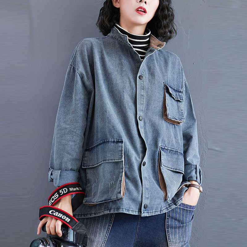 Autumn Arts Style Women Long Sleeve Loose Denim Coat Single Breasted Big Pocket Vintage Jackets Plus Size M706 210608, Blue
Autumn Arts Style Women Long Sleeve Loose Denim Coat Single Breasted Big Pocket Vintage Jackets Plus Size M706 210608, Blue