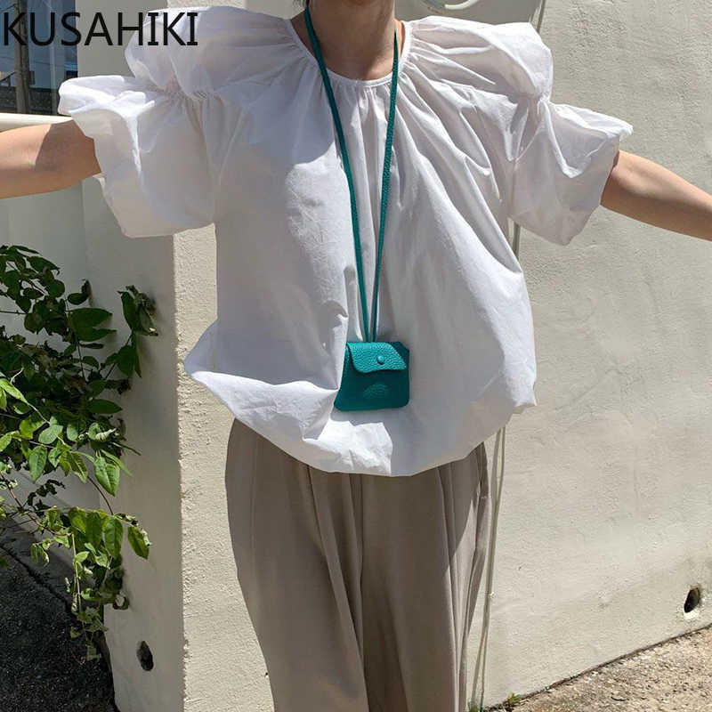 KUSAHIKI Chic Folds Puff Sleeve Women Blouse Topst Causal O-neck Korean Sweet Doll Shirt Summer Pullover Blusas 6J043 210602, White
KUSAHIKI Chic Folds Puff Sleeve Women Blouse Topst Causal O-neck Korean Sweet Doll Shirt Summer Pullover Blusas 6J043 210602, White