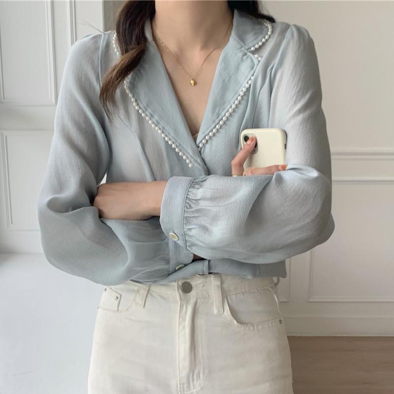 Women's Blouses & Shirts HziriP Vintage French Pearl Elegant Notched Long-Sleeved Ladies Shirt 2021 Fashion Casual All-Match Gentle Solid Co, White
Women's Blouses & Shirts HziriP Vintage French Pearl Elegant Notched Long-Sleeved Ladies Shirt 2021 Fashion Casual All-Match Gentle Solid Co, White