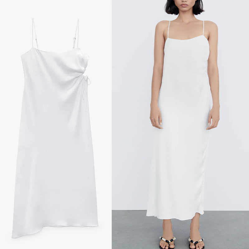 Za Sexy Cut Out Summer Dress Women Sleeveless Straps Backless Evening Dresses Woman Fashion Ruching White Midi Dress 210602
Za Sexy Cut Out Summer Dress Women Sleeveless Straps Backless Evening Dresses Woman Fashion Ruching White Midi Dress 210602