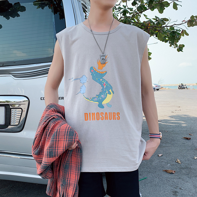Summer ins fashion brand sleeveless T-shirt men's Korean loose cartoon print vest, White
Summer ins fashion brand sleeveless T-shirt men's Korean loose cartoon print vest, White