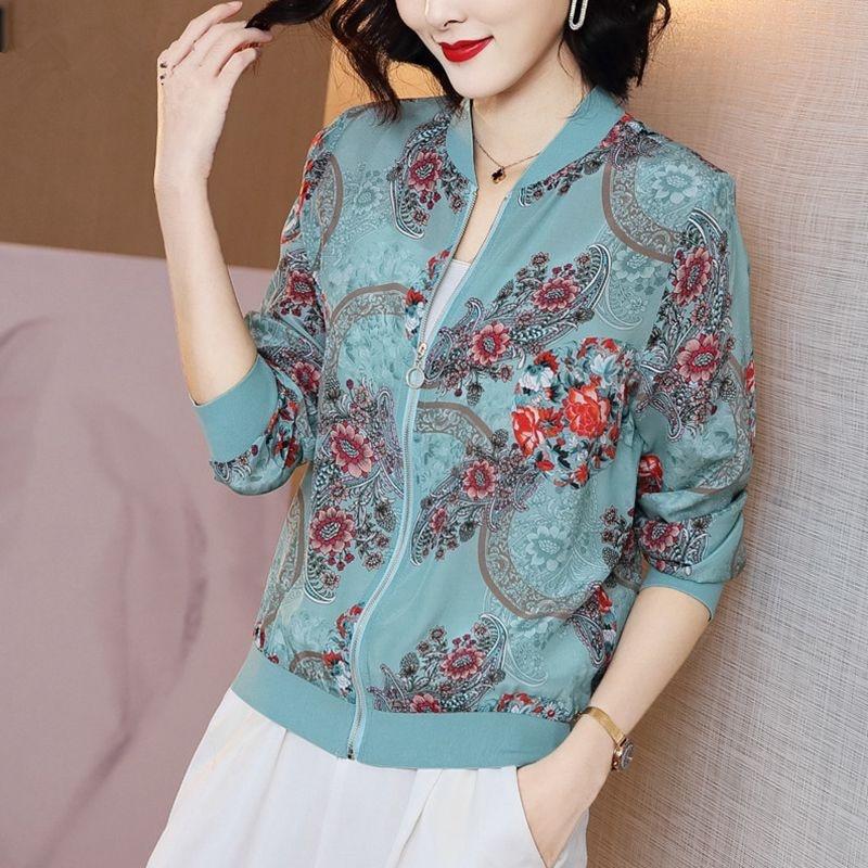 Women's Jackets #2318 Spring Chiffon Short Female Vintage Summer Flower Printed Long Sleeve Loose Sunscreen Jacket Top Women Thin Tops, Green
Women's Jackets #2318 Spring Chiffon Short Female Vintage Summer Flower Printed Long Sleeve Loose Sunscreen Jacket Top Women Thin Tops, Green