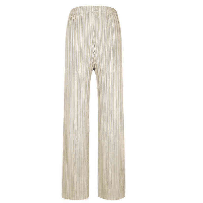 DEAT Pleated Straight Solid Pants Women Elastic Fit Nine Length Trousers Wild Autumn Fold Fashion Clothes AM060 211124