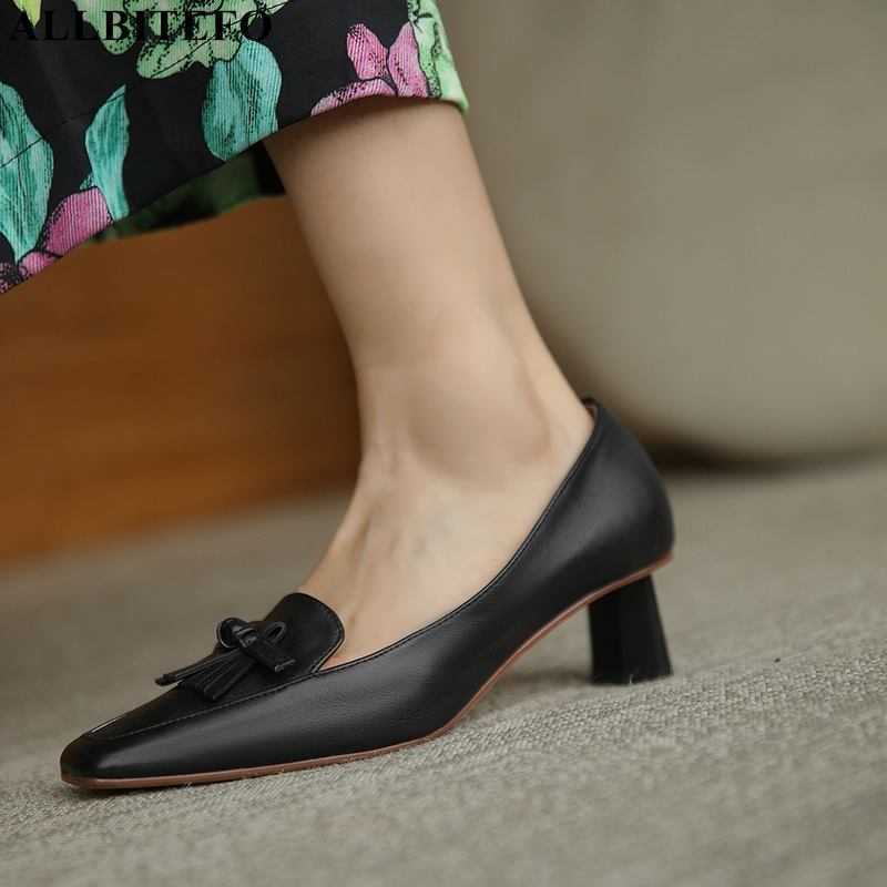 ALLBITEFO fashion tassle genuine leather thick heels party women shoes brand high heels office ladies shoes spring women heels 210611, As picture
ALLBITEFO fashion tassle genuine leather thick heels party women shoes brand high heels office ladies shoes spring women heels 210611, As picture