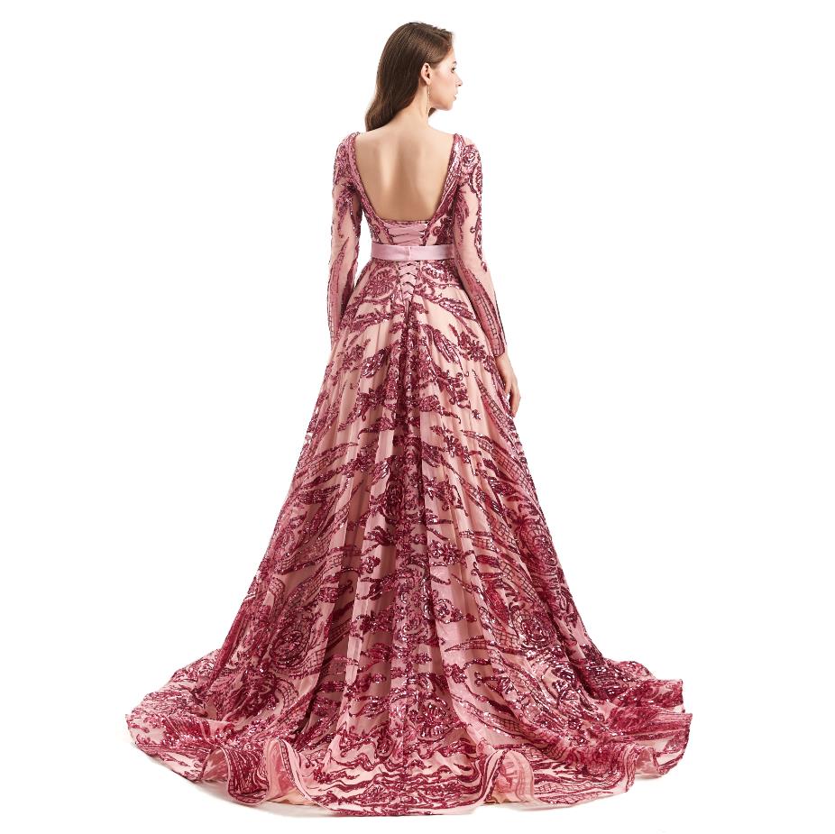 Hunter Green Sequin Applique Muslim Evening Dresses 2022 Rose gold Real Image Long Sleeve Sparkly Arabic Kaftan Caftan Prom Gowns