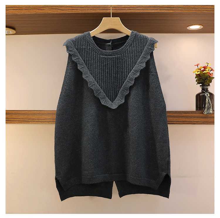 DEAT Women Single-breasted On The Back Of Ruffles Asymmetrical Sweater Vest Temperament Fashion Spring Autumn MZ209 210709