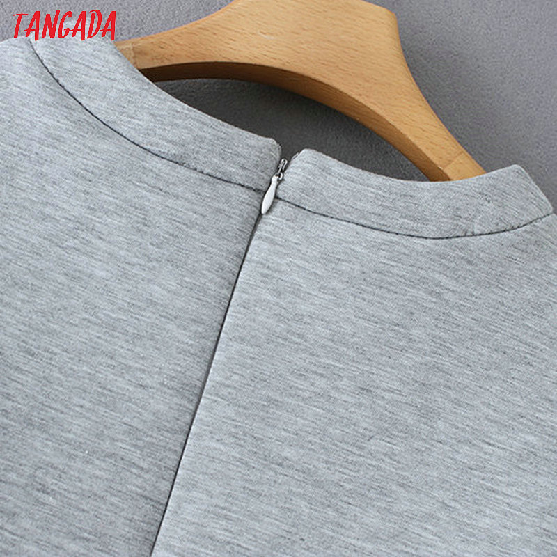 Tangada women hearts appliques sweatshirts oversize long sleeve back zipper O neck gray pullovers casual female tops YD185 201201