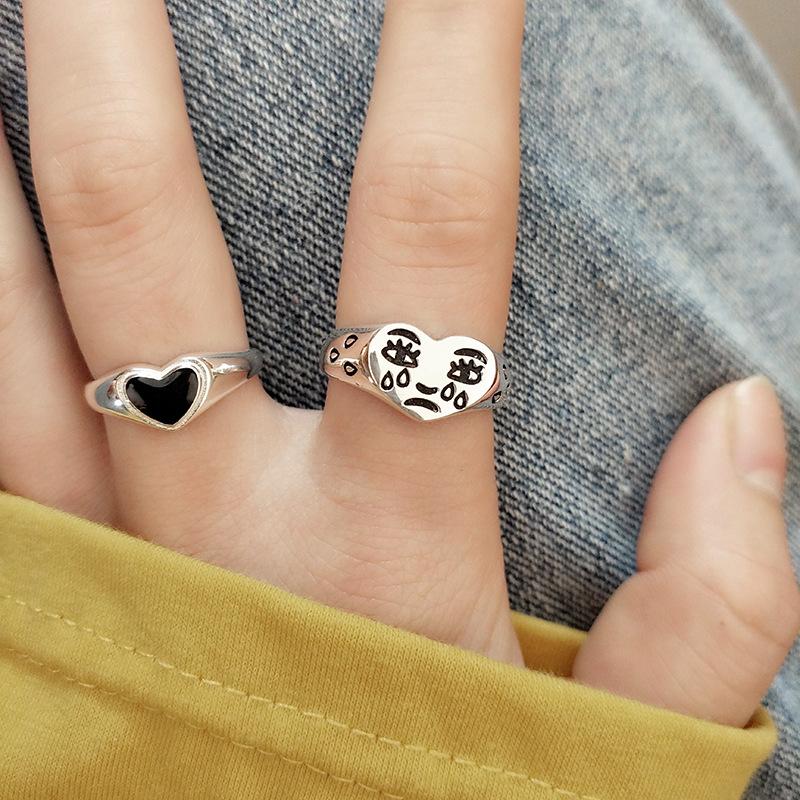 Cluster Rings Cry Face Heart Ring For Women 2021 Trend Tears Mood Adjustable Resizable Silver Color Lady Bar Night Club Jewelry KBR071, Golden;silver
Cluster Rings Cry Face Heart Ring For Women 2021 Trend Tears Mood Adjustable Resizable Silver Color Lady Bar Night Club Jewelry KBR071, Golden;silver