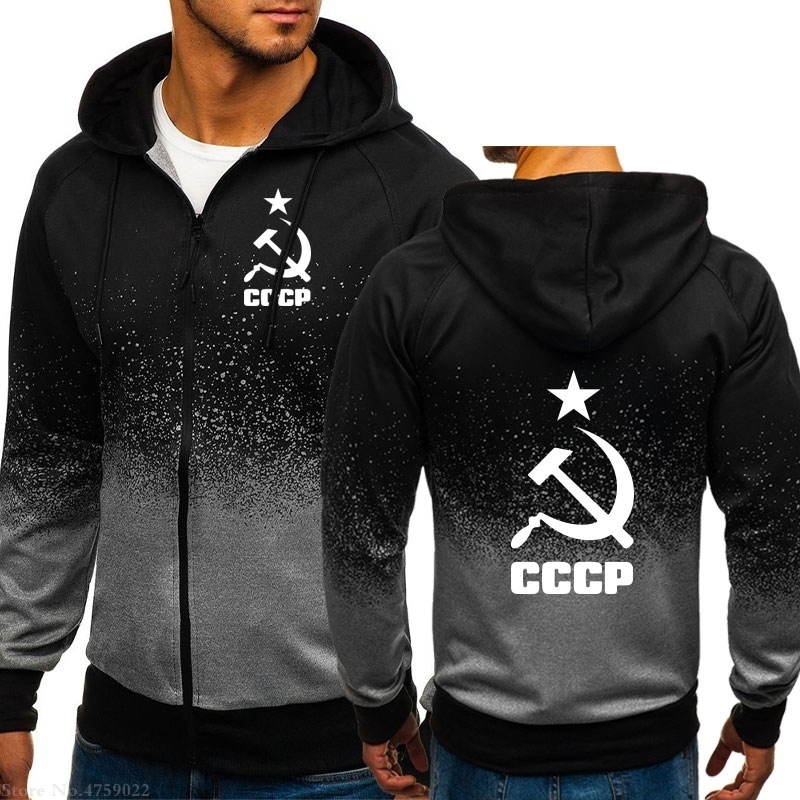 Men's Hoodies winter Spring Autumn CCCP USSR Soviet Union Sweatshirt Streetwear Men Clothing Male Tops Casual zipper jackets 201020