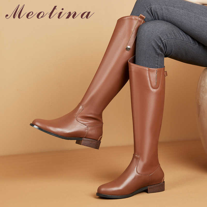 Meotina Winter Riding Boots Women Natural Genuine Leather Flat Knee High Boots Zipper Round Toe Shoes Lady Autumn Big Size 34-43 210608, Black
Meotina Winter Riding Boots Women Natural Genuine Leather Flat Knee High Boots Zipper Round Toe Shoes Lady Autumn Big Size 34-43 210608, Black
