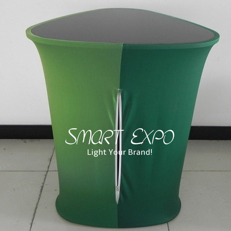 Promotional Portable Exhibition Counter Advertising Display with HDF Top-Bottom Boards Thick Aluminum Tube Tension Fabric Printed Graphic Carry Bag