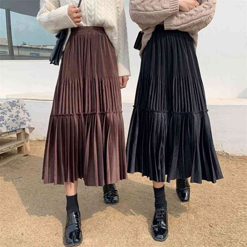 Female Vintage Long Velvet Pleated Skirt Women For Spring Summer Korean Fashion Ladies High Waist Black Green Maxi Femme 210629, A-beige
Female Vintage Long Velvet Pleated Skirt Women For Spring Summer Korean Fashion Ladies High Waist Black Green Maxi Femme 210629, A-beige
