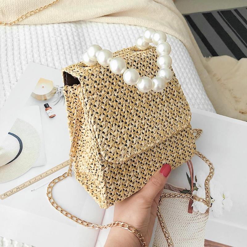 2021 Summer Straw Crossbody Bag Woven PU Leather Beach Holiday Shoulder Bag Women Girls Pearl Chain Handbags Small Square, As show
2021 Summer Straw Crossbody Bag Woven PU Leather Beach Holiday Shoulder Bag Women Girls Pearl Chain Handbags Small Square, As show