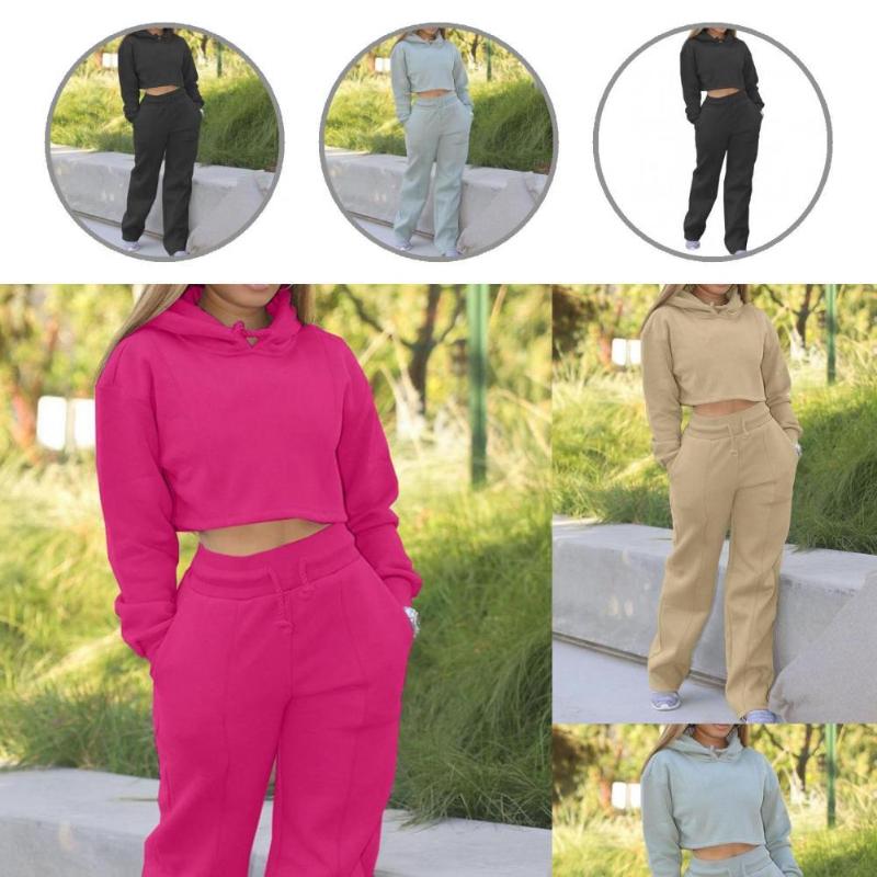 Women' Two Piece Pants Simple Top Suit Long Sleeve Skin-friendly Short Drawstring Crop Hoodie, Black
Women' Two Piece Pants Simple Top Suit Long Sleeve Skin-friendly Short Drawstring Crop Hoodie, Black