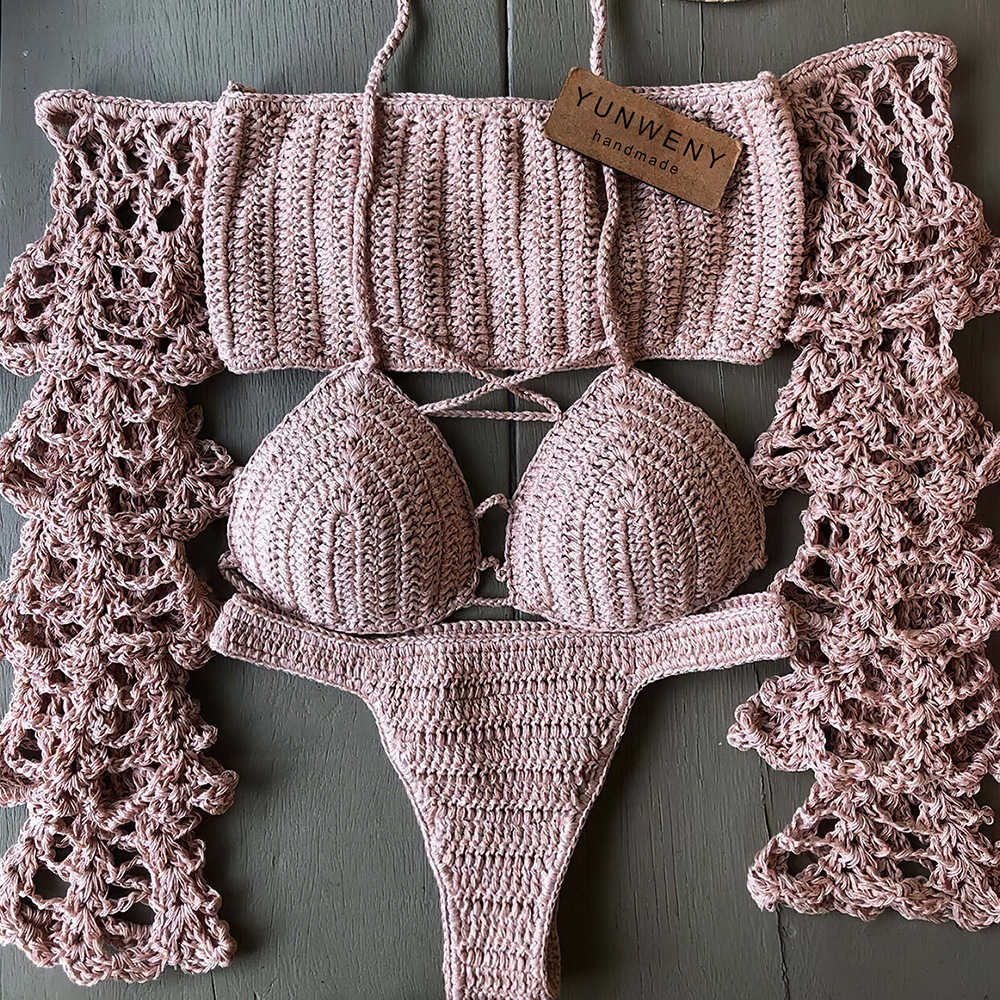 Off The Shoulder Bikini Set Handmade Crochet Swimwear Bandage Swimsuit Sexy Women Thong Brazilian Knitting Biquini Bathing Suit L0223, White
Off The Shoulder Bikini Set Handmade Crochet Swimwear Bandage Swimsuit Sexy Women Thong Brazilian Knitting Biquini Bathing Suit L0223, White