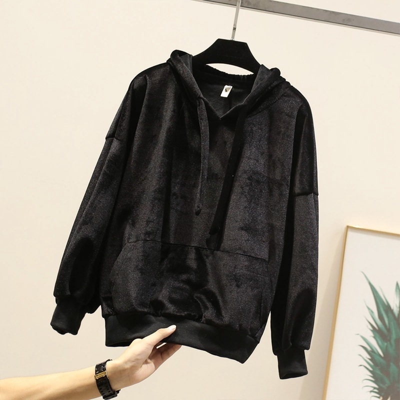 Flocking Thick Warm Velours Hoodies Women Autumn New Arrival Windbreaker Sweatshirt with Hat In Soft Touch 201204