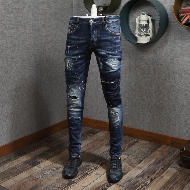 2021 New Fashion Streetwear High Quality Retro Blue Slim Fit Ripped Men Paint Designer Denim Pants Hip Hop Jeans Homme Vpvz
2021 New Fashion Streetwear High Quality Retro Blue Slim Fit Ripped Men Paint Designer Denim Pants Hip Hop Jeans Homme Vpvz