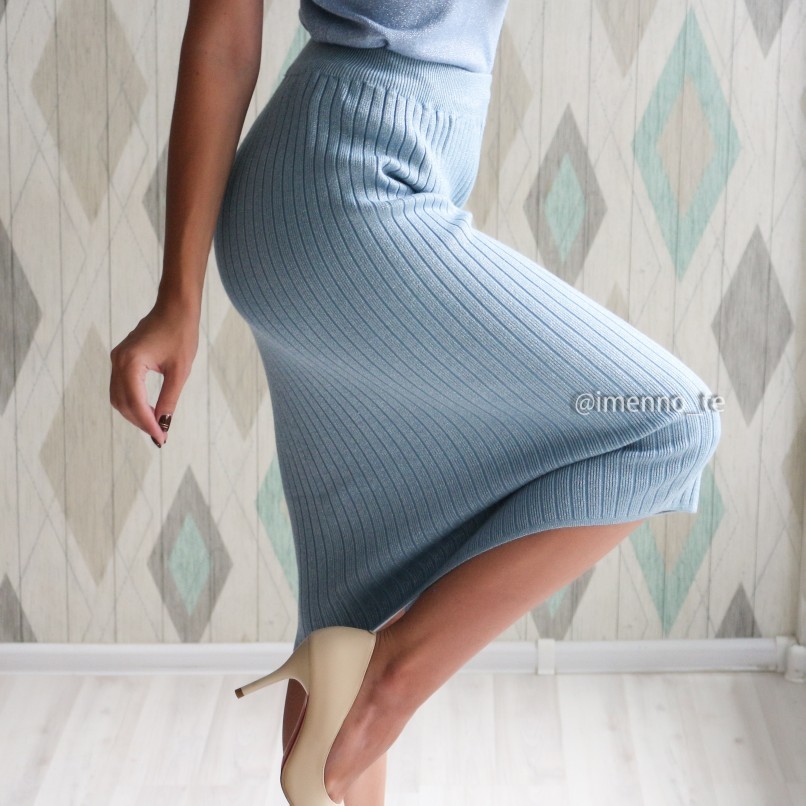 GIGOGOU Lurex Glitter High Waist Women Knitted Skirt Spring Autumn Fashion Rib Skirt Elegant Midi Female Casual Skirt 210309