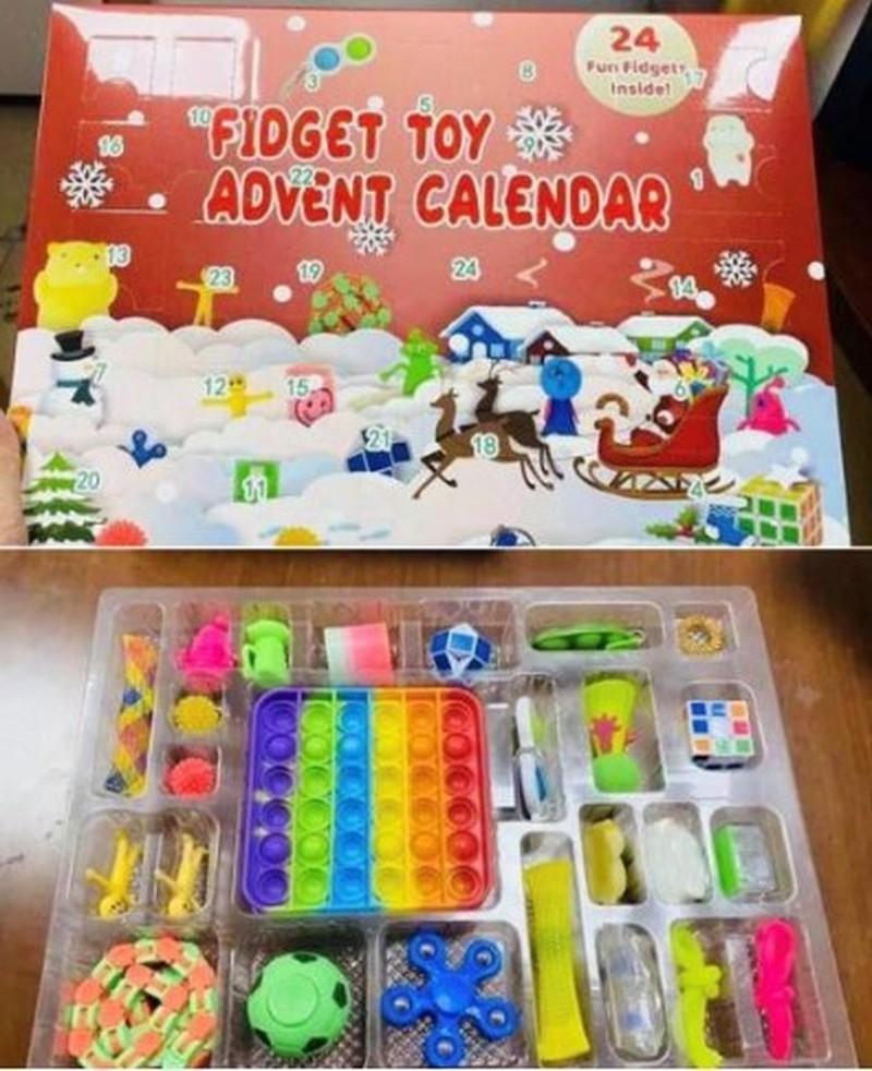 

Fidget Advent Calendar Mystery Box Christmas Countdown Blind Toy Boxes Kids Children Gifts Push Puzzle Spinner Key Ring Marble Mesh Squishy