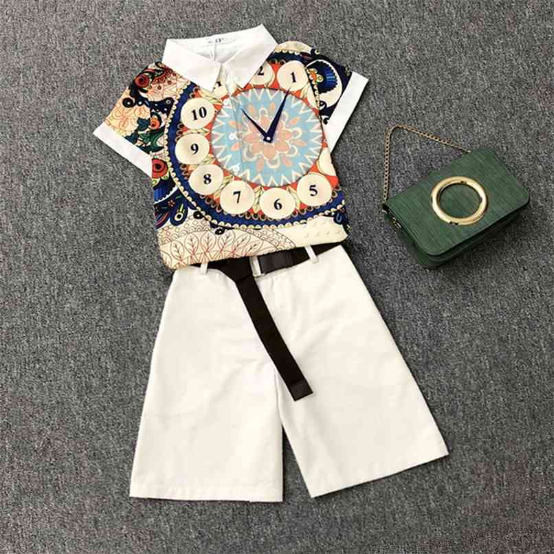 Elegant Ladies Summer Two piece set Female Retro Clock Printted Chiffon Shirt Tops With Wide-leg Shorts Women's Suit Plus size 210602, Only shirt
Elegant Ladies Summer Two piece set Female Retro Clock Printted Chiffon Shirt Tops With Wide-leg Shorts Women's Suit Plus size 210602, Only shirt