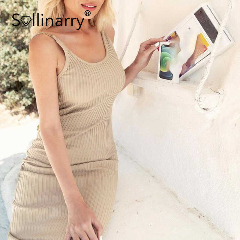 Sollinarry Chain suspender backless women dress summer Sexy solid slim spaghetti strap long dress Party fashion wear night club 210709