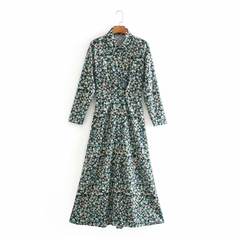 Casual Vintage Floral Long Dress Turn Down Collar Sleeve Vacation Beach Elegant Party Shirt NX9831 210525, Green
Casual Vintage Floral Long Dress Turn Down Collar Sleeve Vacation Beach Elegant Party Shirt NX9831 210525, Green