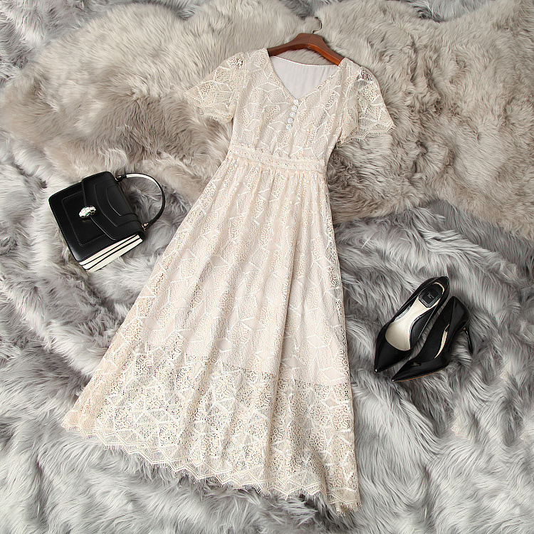 Europe and the United States women' clothing New Summer 2021 Short sleeve V-neck hollow lace Slim Fashion Dress, Khaki
Europe and the United States women' clothing New Summer 2021 Short sleeve V-neck hollow lace Slim Fashion Dress, Khaki